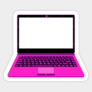 realistic laptop vector illustration in pink and purple color Sticker